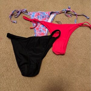 SHEIN Mixed Color Bikini Bottoms - Black, Hot Pink, Floral Blue/Pink